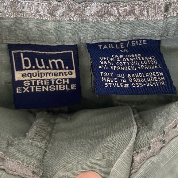 Vintage Green Cargo Shorts Size 14 B.U.M Equipment - Picture 3 of 7